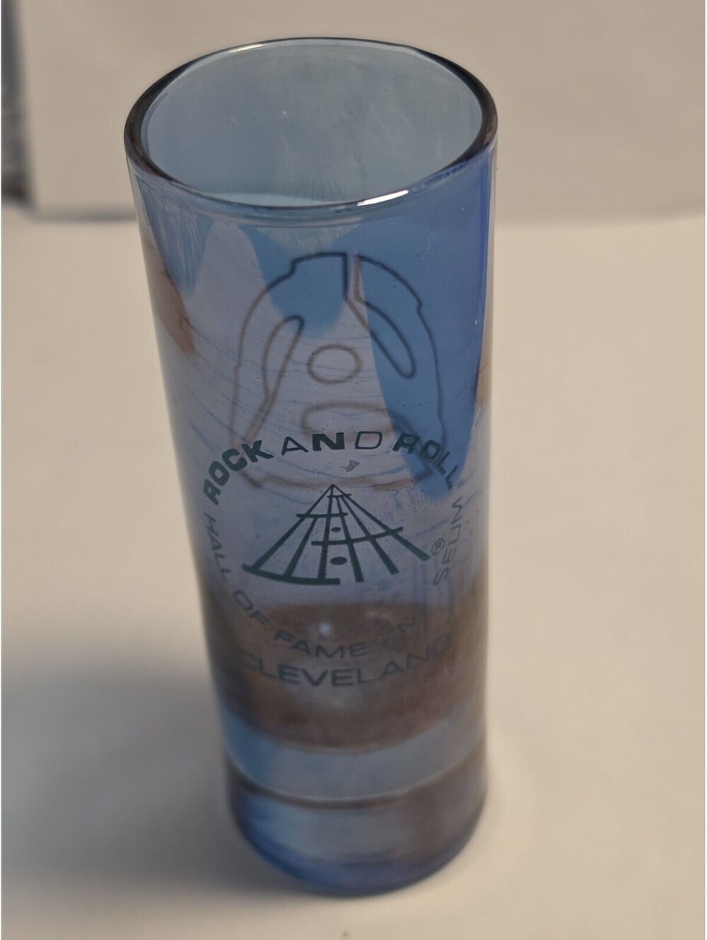 Vintage Blue Rock And Roll Hall Of Fame Cleveland Ohio Double Shotglass